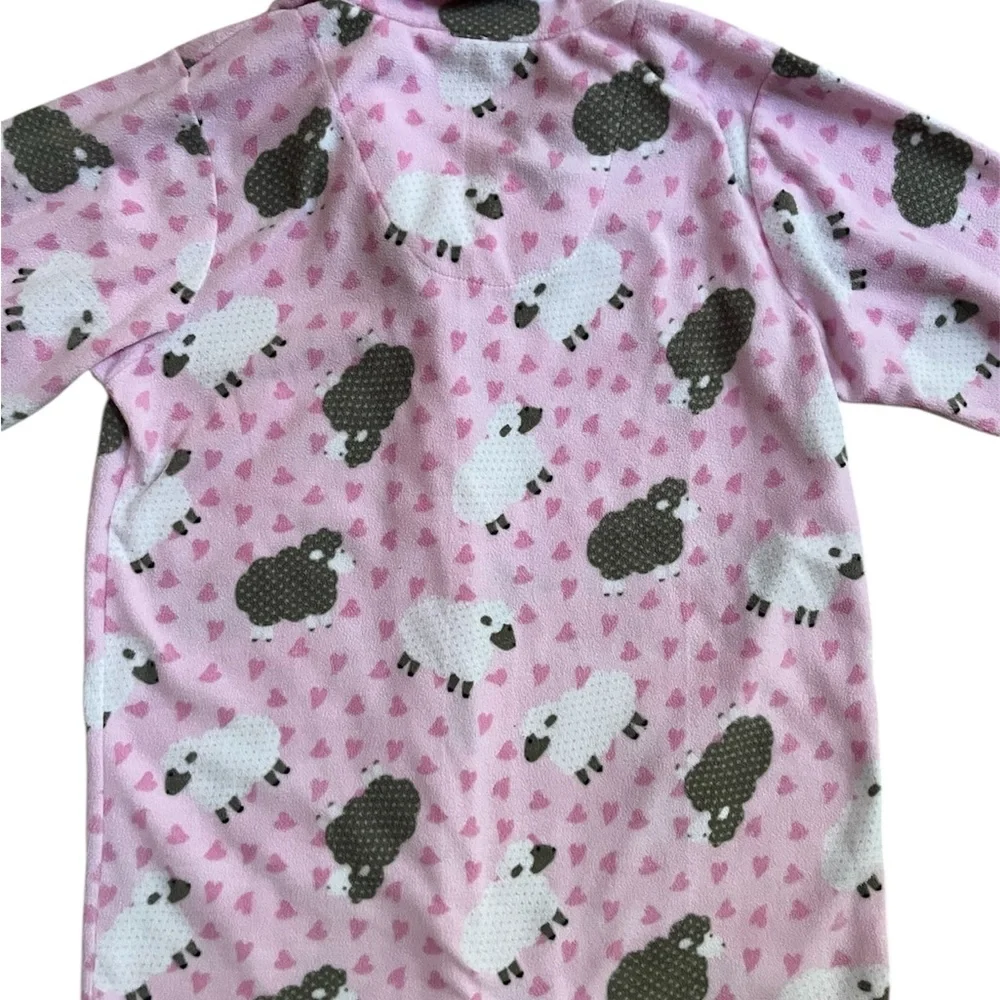 Hotel Spa Collection Size Medium Soft Fleece Pink Pajama Top Black White Sheep